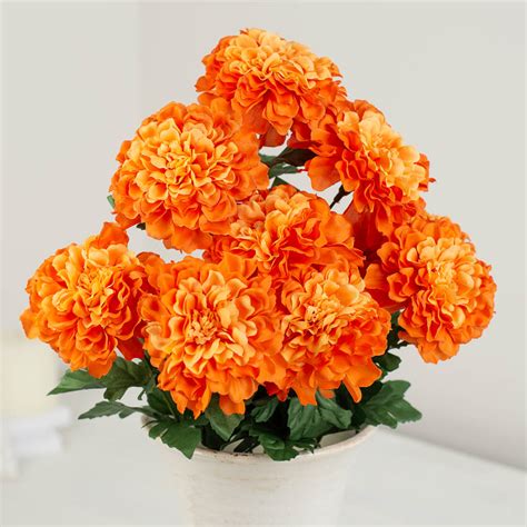 orange artificial marigold bush bushes bouquets floral supplies craft supplies factory