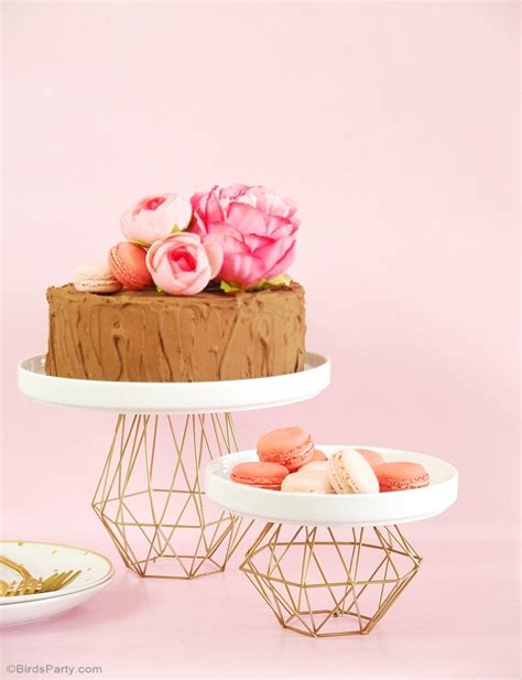 Diy Metallic Gold Geometric Cake Stand Party Ideas Party Printables
