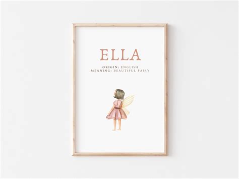 Ella Name Art Poster Name Meaning Girl T Pink Nursery Etsy