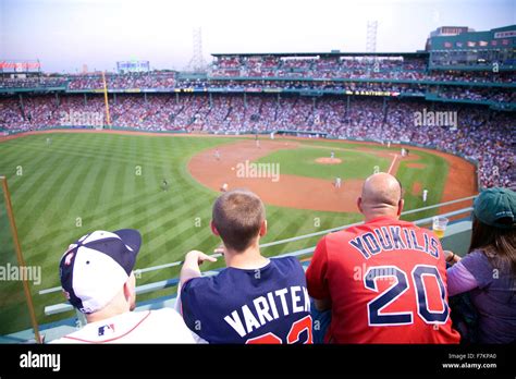 Boston Red Sox Baseball Crowd Watches Game At Historic Fenway Park