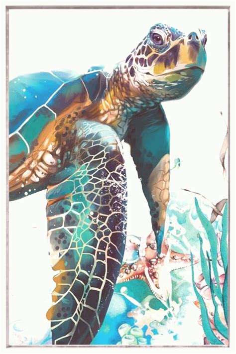 Sea Turtle North Acrylic Canvas Painting In Sea Turtle Painting