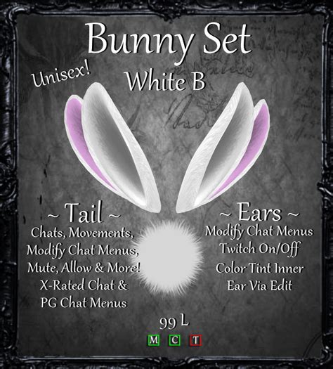 Second Life Marketplace Psychotic Neko Bunny Ears Tail Set Unisex