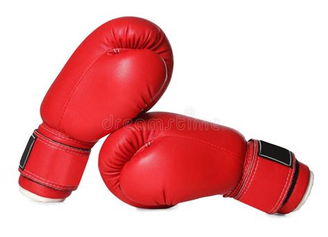 Pair Of Red Boxing Gloves On The Table Stock Photo Image Of