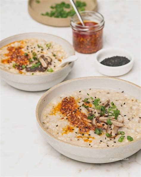 Korean Juk 죽 With Brown Rice And Shiitake Mushrooms Congee Girl