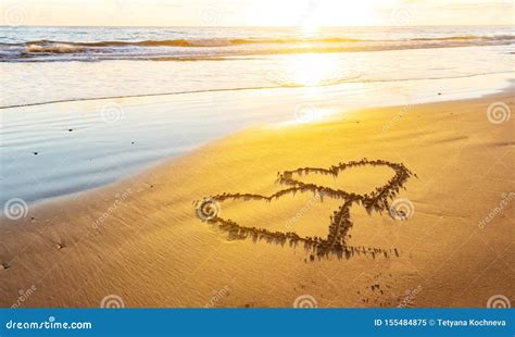 Love Heart On Sea Beach Stock Image Image Of Blue 155484875