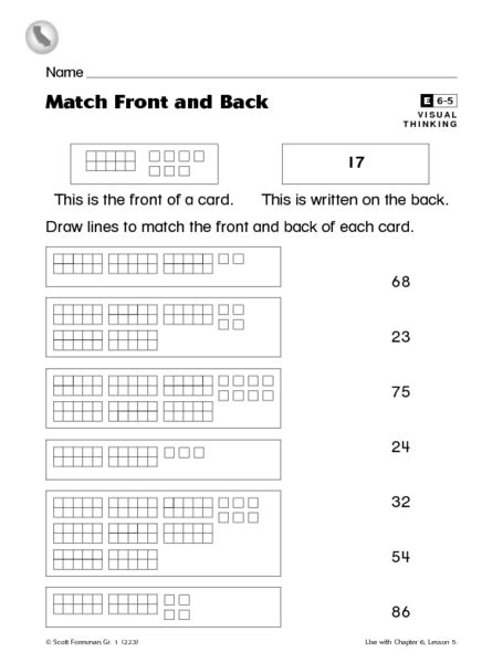 Match Front And Back Worksheet For 1st Grade Lesson Planet