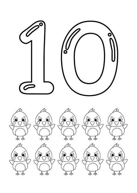 Adorable Number 10 Coloring Page Printable Coloring Page For Kids