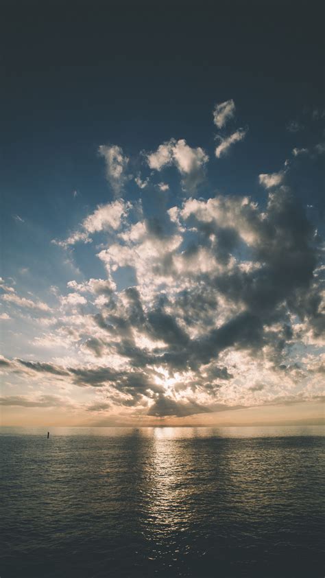 Download Wallpaper 2160x3840 Sea Horizon Clouds Landscape Samsung