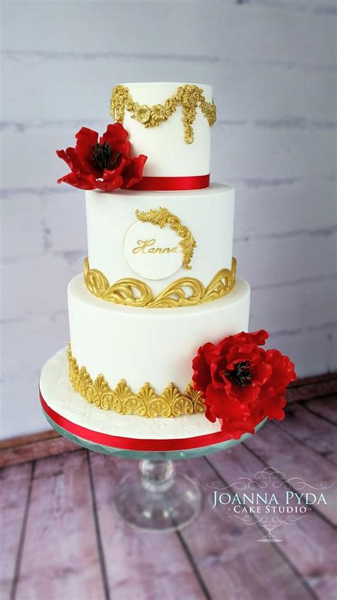 Читай и рыдай read it and weep (2006) 480р. Red and gold birthday cake - cake by Joanna Pyda Cake ...