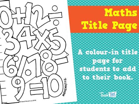 Math Title Page Printable Title Pages For Primary School Classrooms