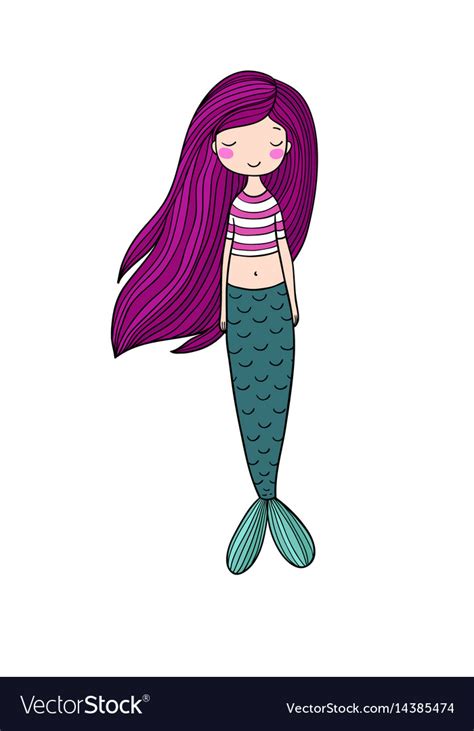 Beautiful Little Mermaid Siren Sea Theme Vector Image