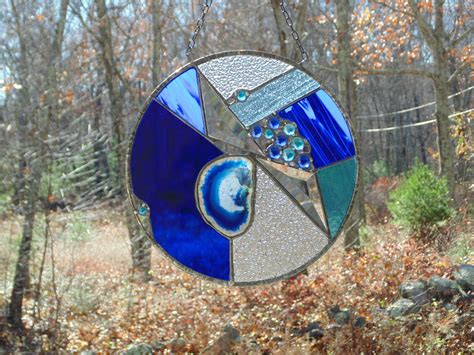 Stained Glass Abstract Suncatcher Panel Modern Home Decor In 2020