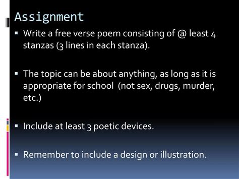 Ppt Free Verse Poetry Powerpoint Presentation Free Download Id2462088