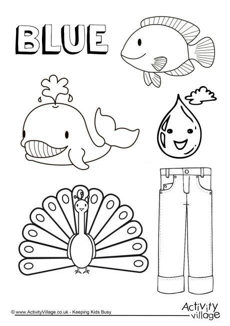 Blue Things Colouring Page Color Worksheets For Preschool Preschool