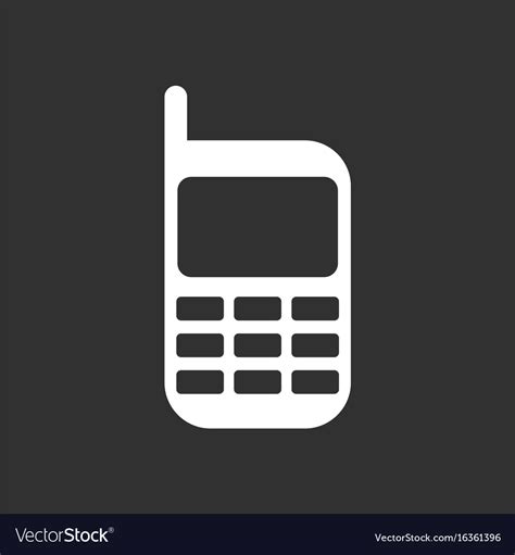 White Icon On Black Background Cellphone Vector Image