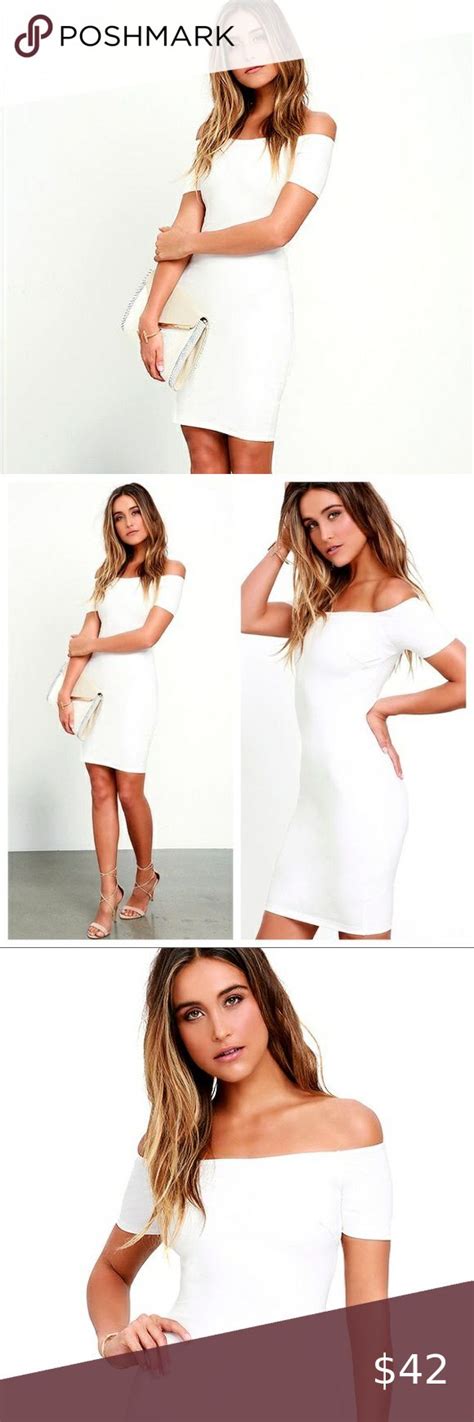 Me Oh My White Off The Shoulder Bodycon Dress Stripped Dress White Off Shoulder Fitted Skirt