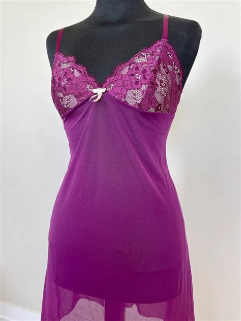 Y2k Purple Lace Mesh Lingerie Corset Mini Slip Dress Vinted