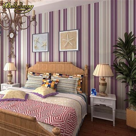 Beibehang Bedroom Wallpaper Purple Stripe Wallpaper Wall Paper