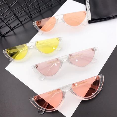 Buy Women Sunglasses Fashion Triangle Half Frame Without Frame Retro Sunglasses At Affordable