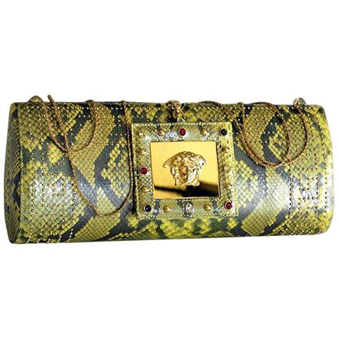 Ss 2000 Vintage Gianni Versace Embellished Python Clutch For Sale At