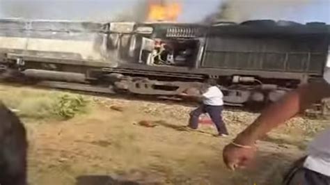 Train Engine Catches Fire Caught On Camera Youtube