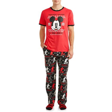Disney Disney Mens Mickey Tee Pajama Pant And Sock 3 Piece Set