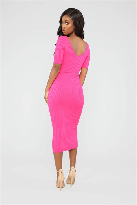 Kayla Sweater Dress Hot Pink