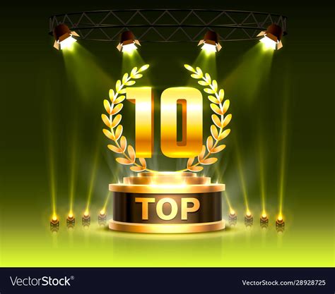 Top 10 Best Podium Award Sign Golden Object Vector Image