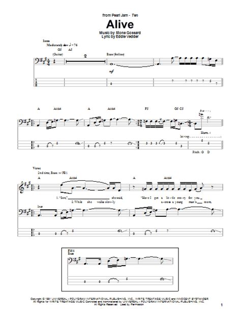 Pearl Jam Alive Sheet Music And Printable Pdf Music Notes Pearl Jam