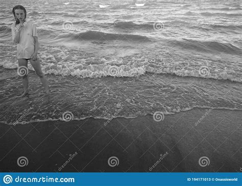 Young Woman Wet Tshirt At The Beach Stock Image Image Of Tshirt
