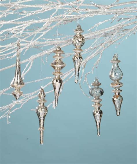 Antique Silver Mercury Glass Finial Ornaments