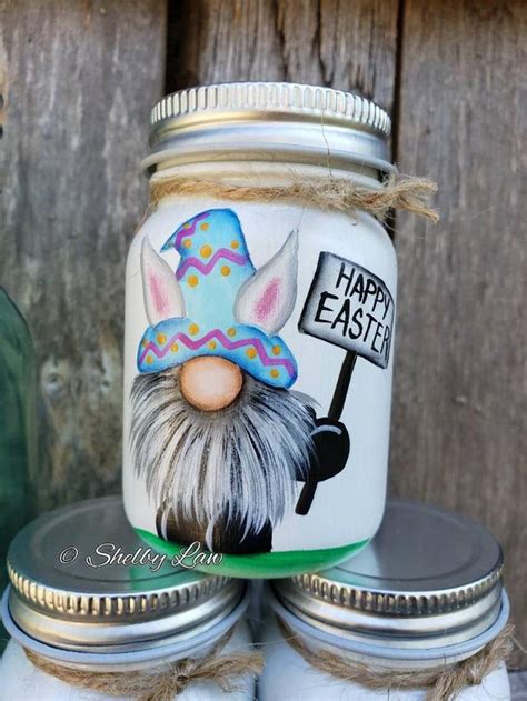 Easter Gnome Mini Mason jar Tiered tray decor