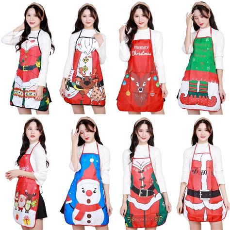 Christmas Funny Apron Adult Santa Claus Aprons Women Dinner Party Cooking Apron Christmas T