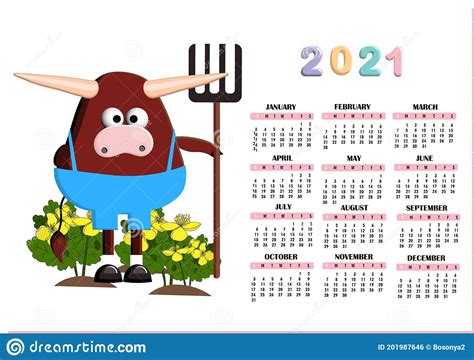 Trend Calendar For 2021 Year Of The Bull Or Ox Cute Baby Bull