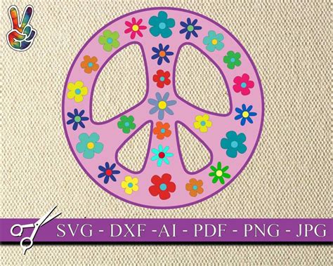 Peace Sign Svg Peace Sign Flower Svg Peace Sign Vector Etsy