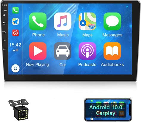 CAMECHO Android Apple Carplay Inch Touch Screen Bluetooth Double Din Car Stereo With Sat