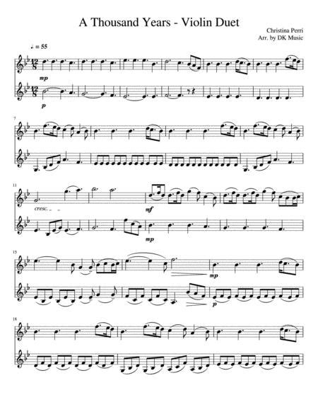 A Thousand Years Violin Duet Sheet Music Pdf Download