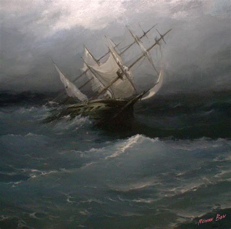 The Ship Lost At Sea Painting By Roman Ben