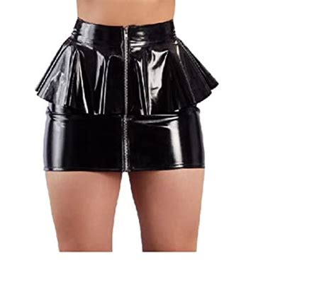 top totty sexy black zipper saucy role play goth gothic leather skirt tcj1118 ggt boutique