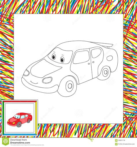 Funny Cartoon Car Coloring Book For Children Stock Vector