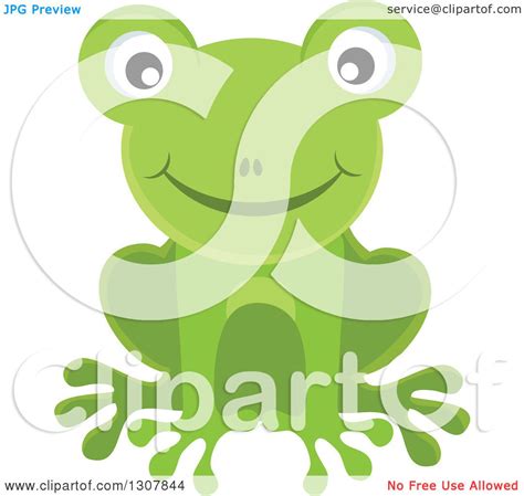 Clipart Of A Happy Smiling Green Frog Royalty Free