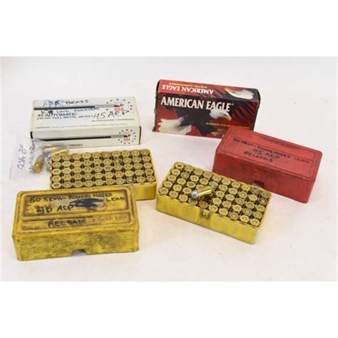 Box Lot 45 Acp Reload Ammunition And Brass