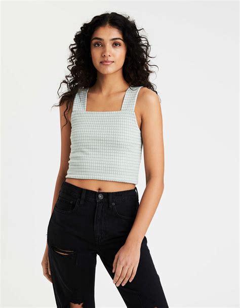 Ae Square Neck Cropped Tank Top