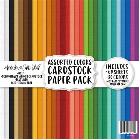 Cardstock Assorted Paper Pack 60 Sheets Two Of 30