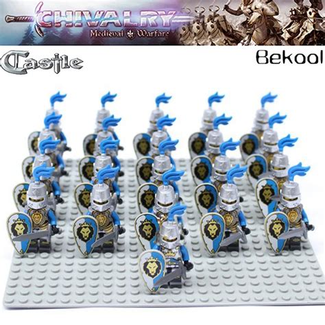New 21pcs Castle Kingdoms Blue Lion Knights Soldier King Minifig With