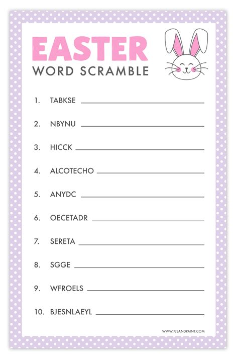 Easter Word Scramble Free Printable Easter Games And Activities