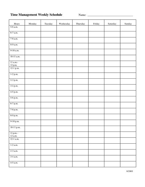Printable Time Management Schedule Template Business Psd Excel Word