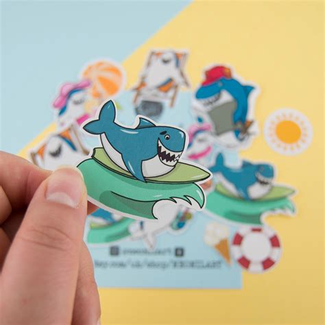 Cute Shark Stickers Cute Sticker Setplanner Stickers Etsy