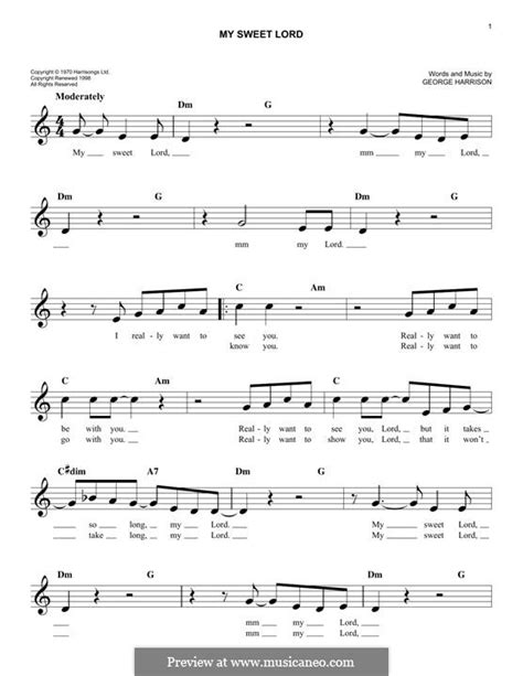 My Sweet Lord By G Harrison Sheet Music On MusicaNeo