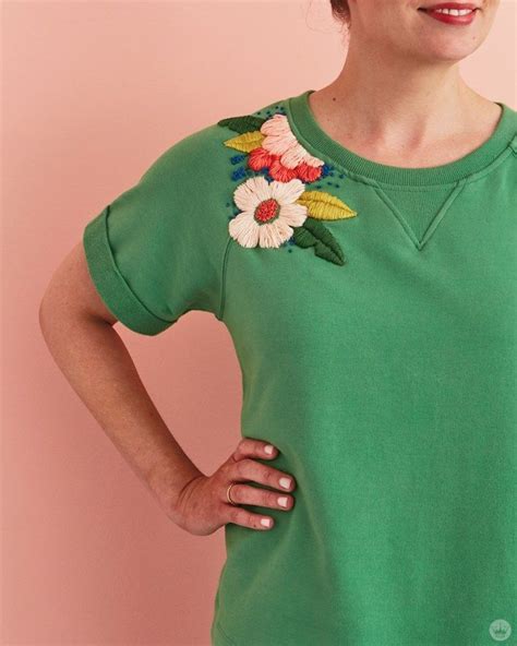 Brighten Up A T Shirt With A Free Flower Embroidery Pattern Plus A Bonus Design Idea Think